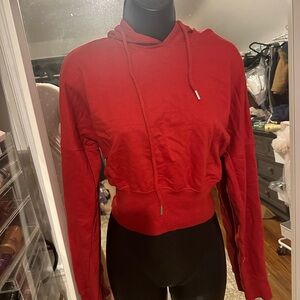 Pretty little thing crop top hoodie In red